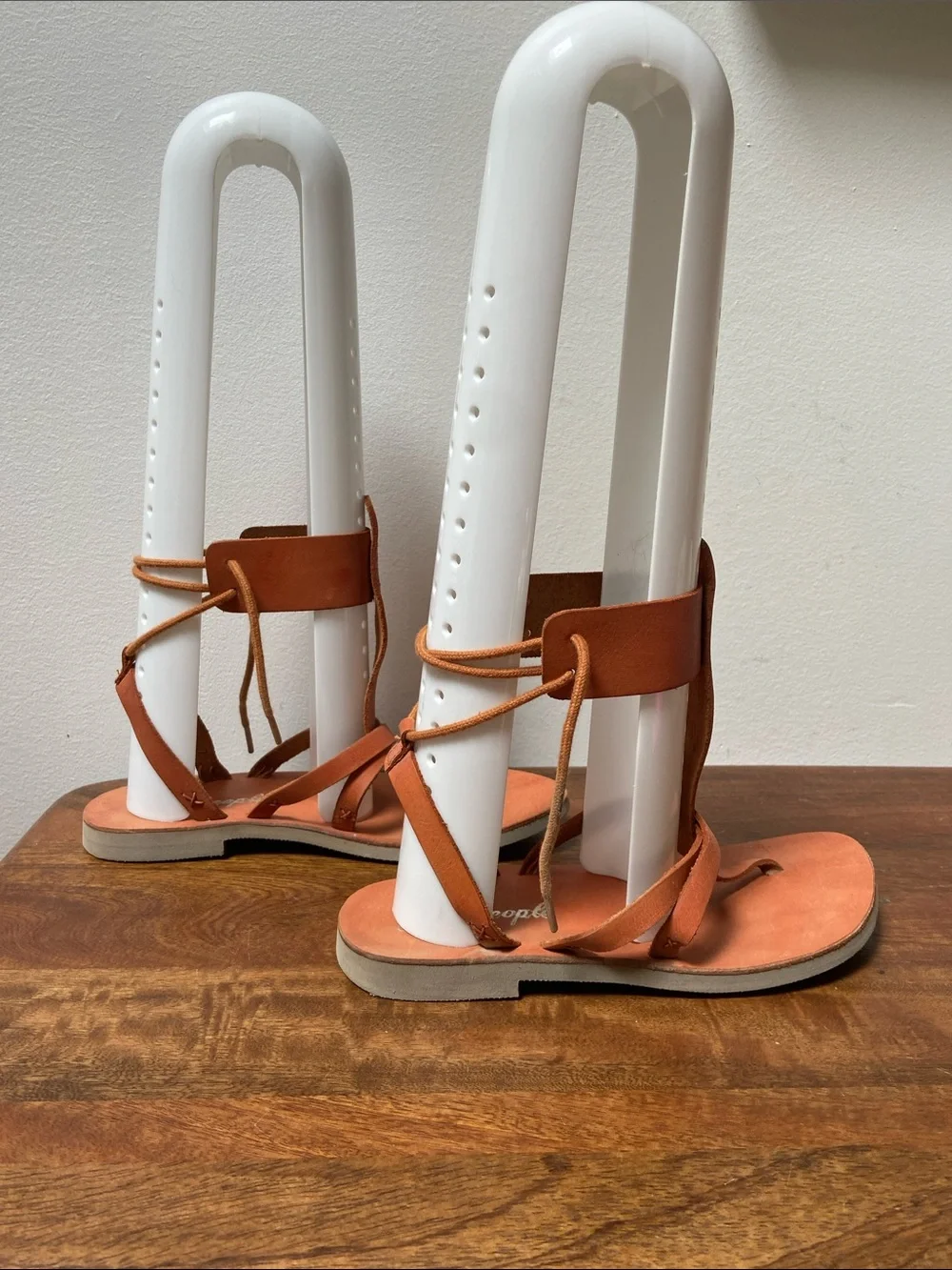 Free People Wraparound Tan Brown Leather Strappy Sandals